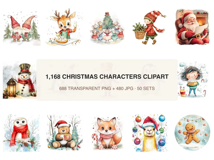 Christmas Clipart Bundle preview from the Opal Thistle shop