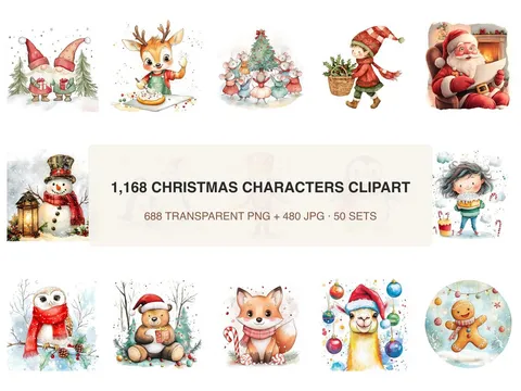 Christmas Clipart Bundle preview from the Opal Thistle shop