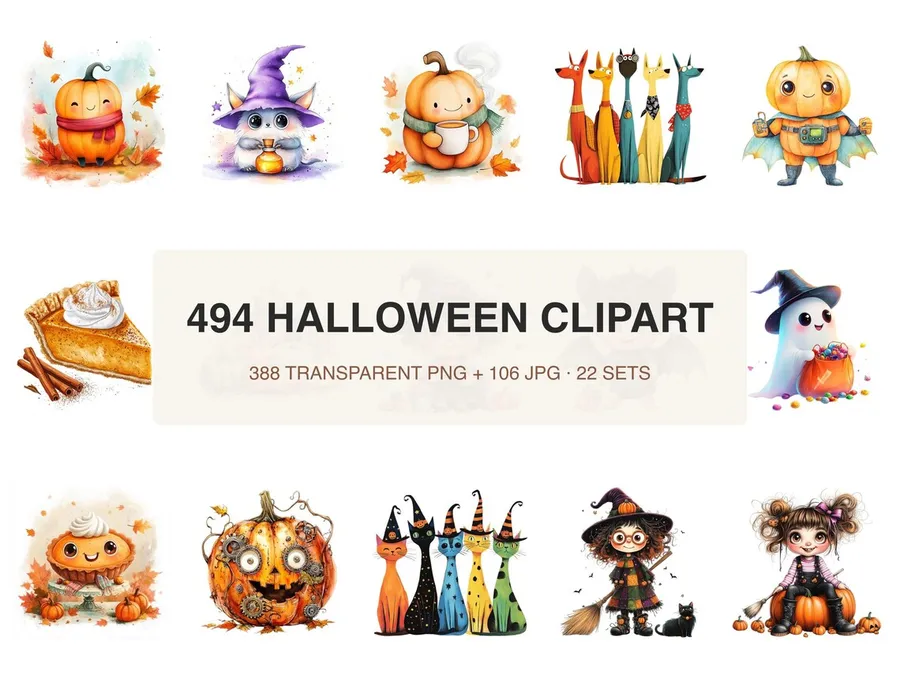 Halloween Clipart Bundle preview from the Opal Thistle shop