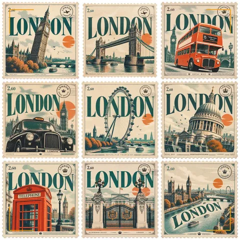 Vintage London Landmark Stamp Clipart Collection preview from the Opal Thistle shop