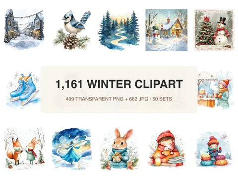 Winter Clipart Bundle preview from the Opal Thistle shop