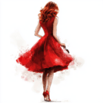 A sophisticated lady in a tailored red suit holds a fashionable clutch while showcasing her chic style