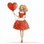 A delightful image of a girl with rosy cheeks dressed in a colorful polka-dot outfit radiating joy and innocence