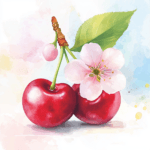 A vibrant cherry red flower with delicate pink petals surrounded by lush green leaves
